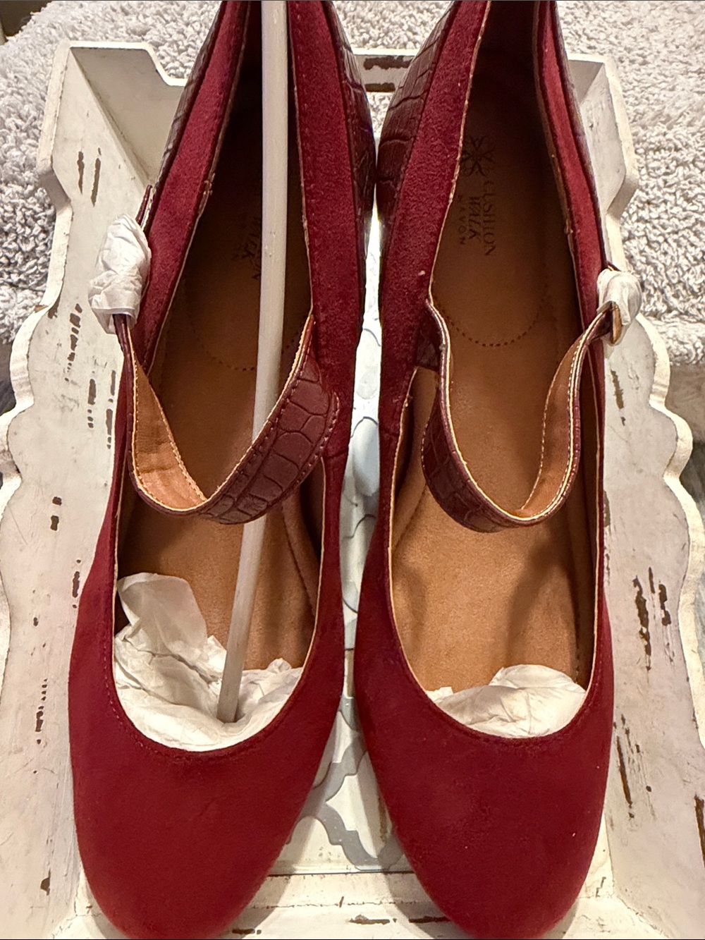 Women's Red Mary Jane Heels with Ankle Strap size 11